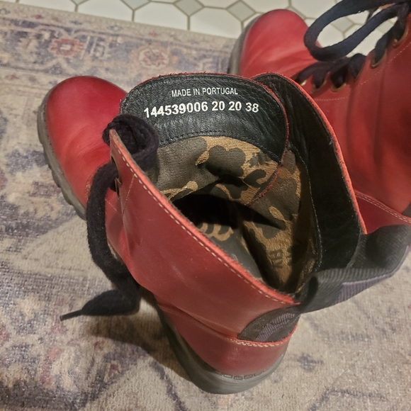 Fly London Red Lace- Up Ankle Boots (Ragi) - Picture 4 of 5